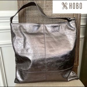 HOBO Int’l Silver Metallic Leather Tote Bag